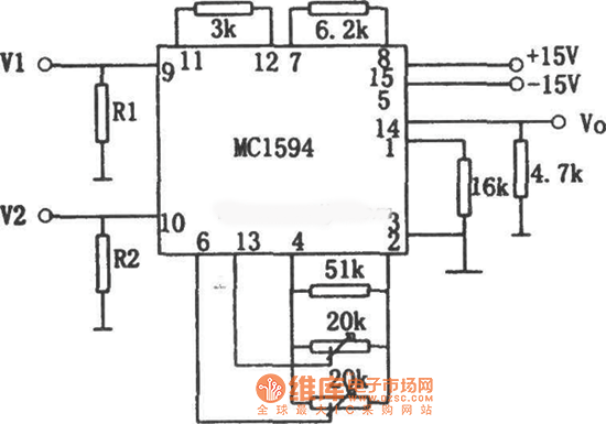 MC1594交流电压乘法器电路图