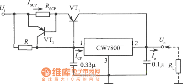 大电流输出集成稳压电源电路之二电路图