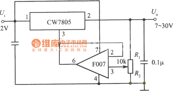 7～30V可调输出集成稳压电源电路图