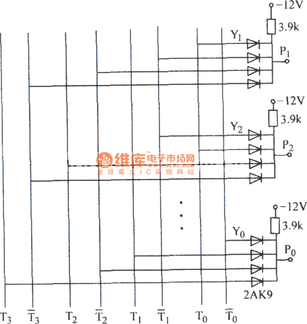 二极管与门译码电路(一)电路图