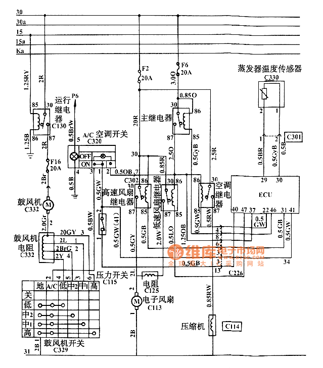 奇瑞QQ空调系统电路图