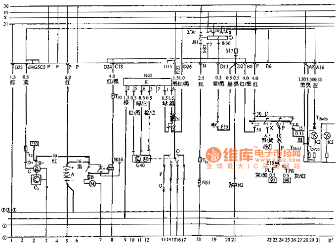 桑塔纳2000系列轿车其他电气系统电路图1