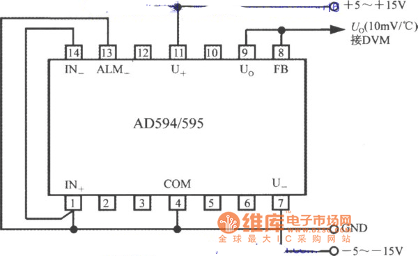 隔离式可编程电压/电流传感器1B22在压力测量系统中的应用电路图