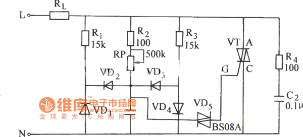双向晶闸管控制感性负载电路图