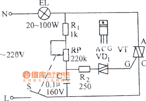 双向晶闸管无级调光、调速电路图