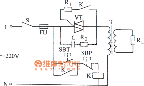 双向晶闸管对单相电感性负载控制电路图
