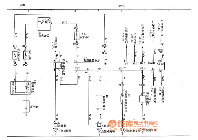 威驰车辆安全系统TVSS电路图