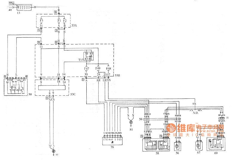 派力奥前电动门窗电路图