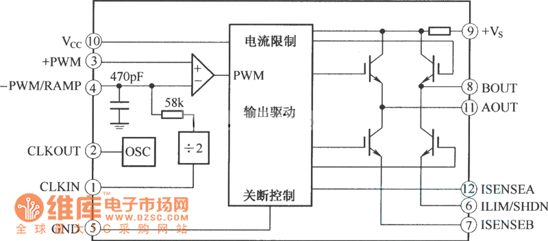 SA08脉宽调制器的内部结构原理电路图