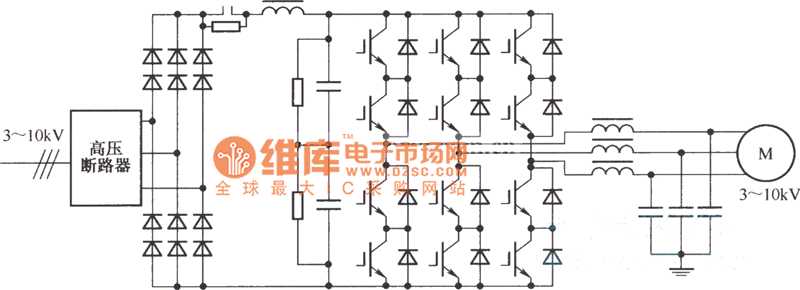 IGBT直接串联高压变频器的拓扑结构电路图