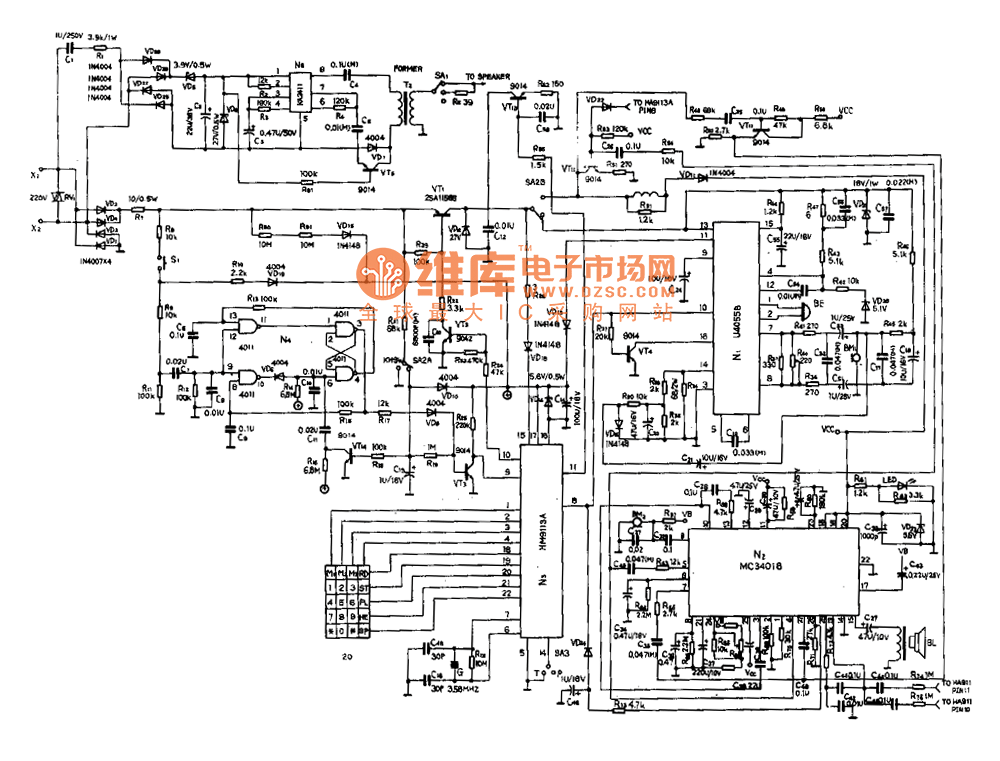 HA288(IV)P/T SD型电话机电路图