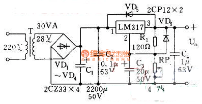1.25～30V可调集成稳压器电路图