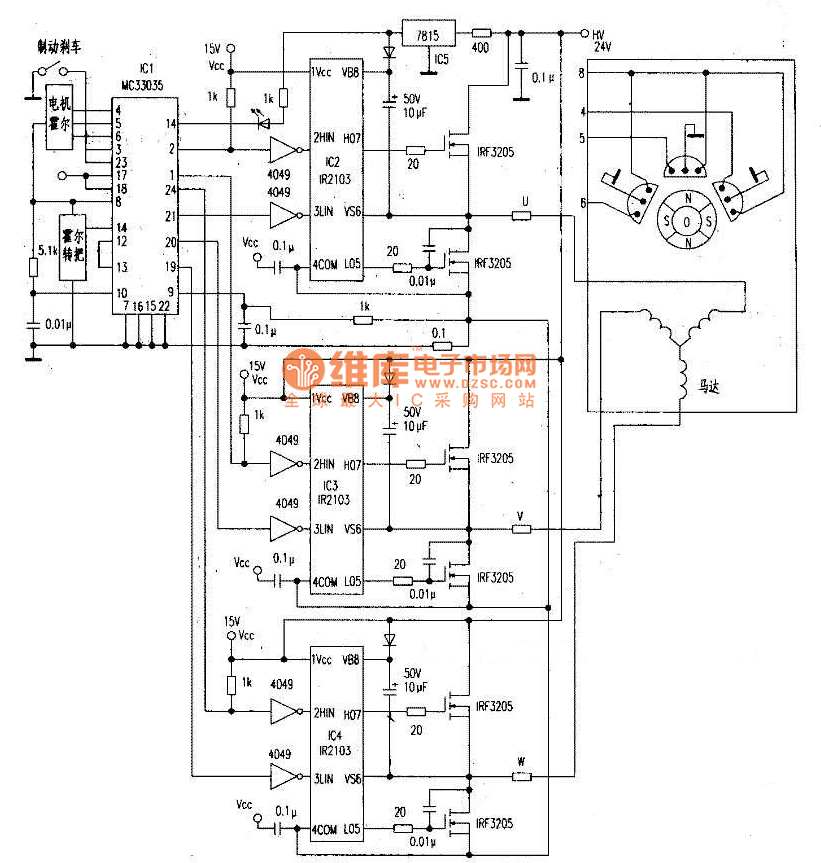 无刷专用芯片MC33035控制器线路图