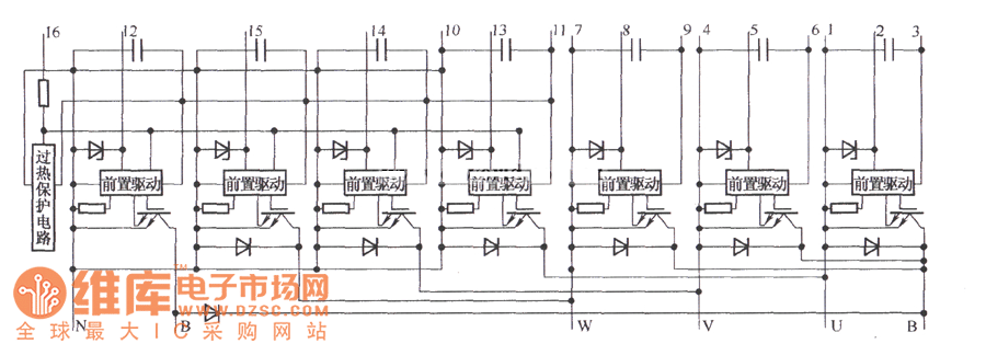 R系列IGBT-IPM的内部结构电路图