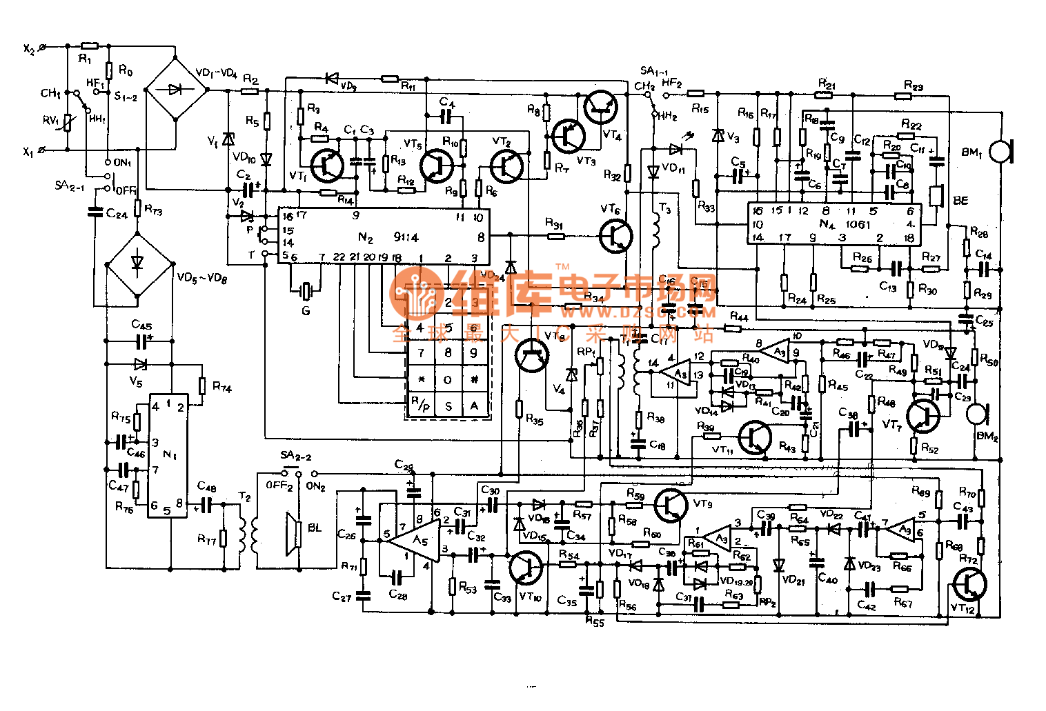 HA238(Ⅲ)P/TSD型电话机电路图
