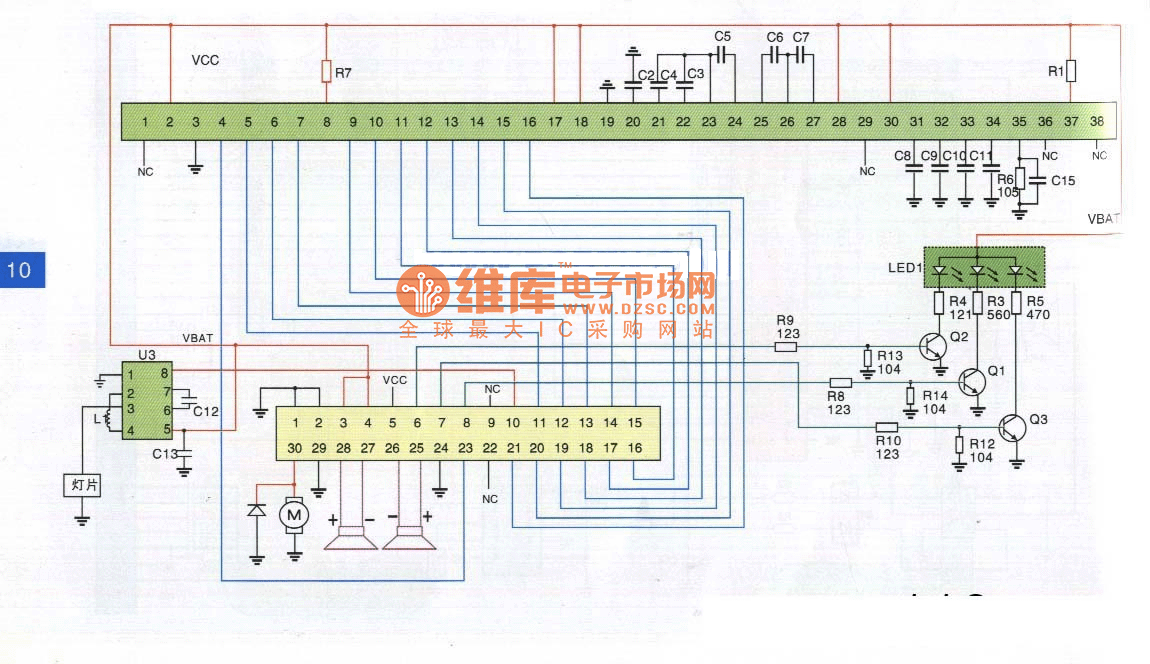 小灵通金鹏J818型手机排线电路原理图