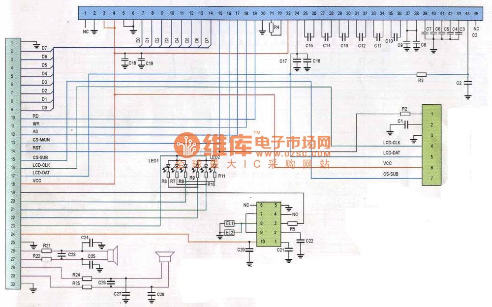 中电Q500型手机排线电路原理图