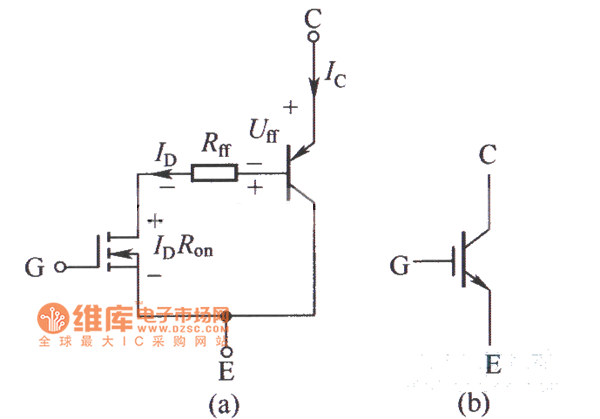 N沟道IGBT的简化等效电路和电气图形符号电路图
