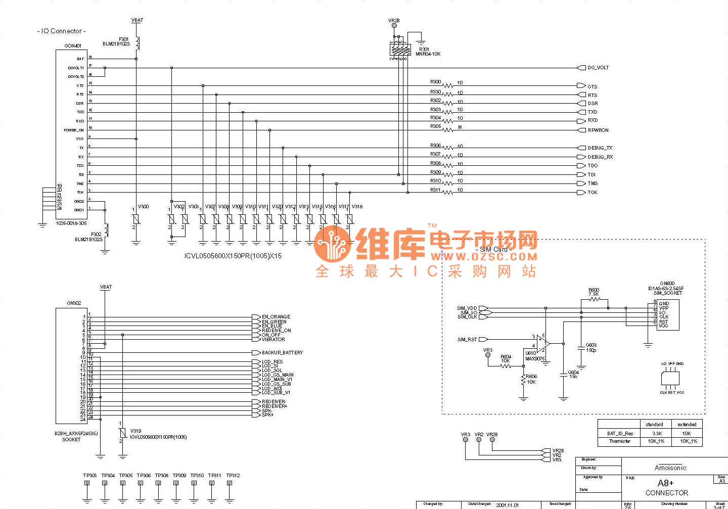夏新A8+-IO口-SIM卡电路原理图