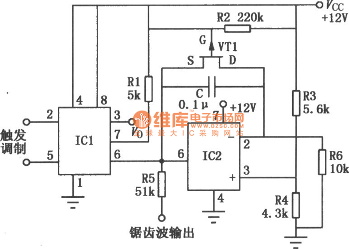 LM555组成的宽动态脉宽调制器电路图 