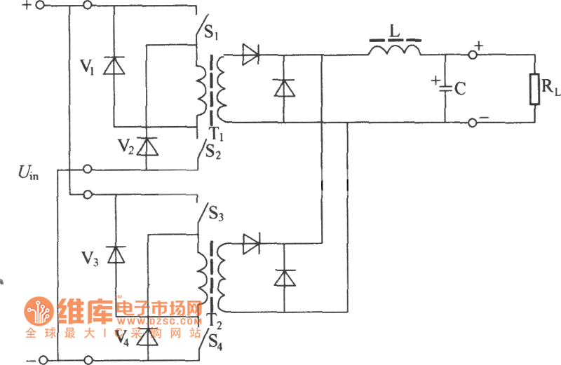 双正激式变换器电原理电路图