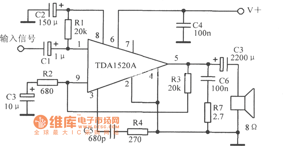 TDAl520A典型应用电路图
