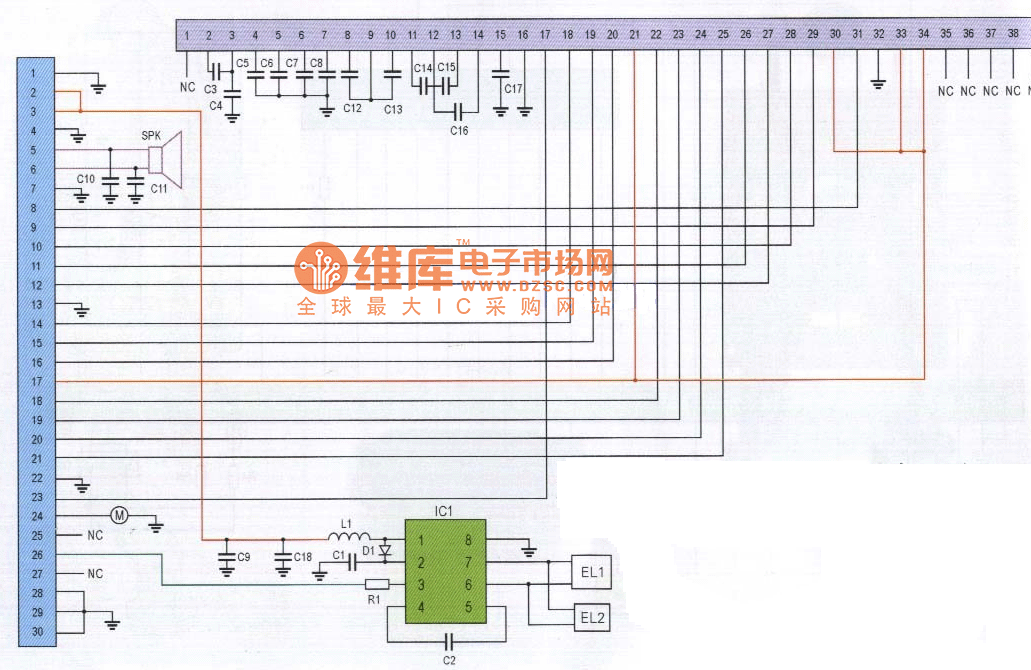LG510型手机排线电路原理图