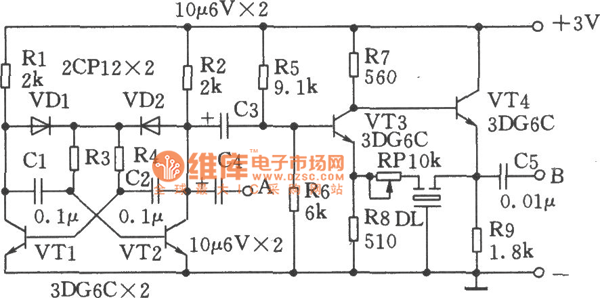用陶瓷滤波器3L465制作中频信号发生器电路图