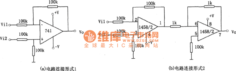 通用减法器(741、1458)电路图