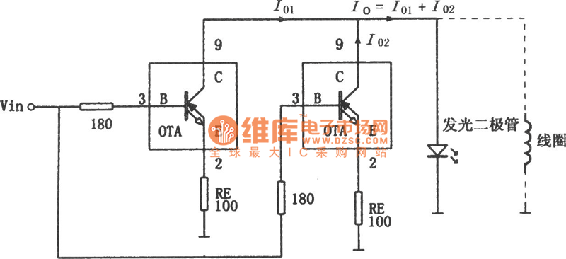 OPA660构成的并联高速电流驱动器电路图