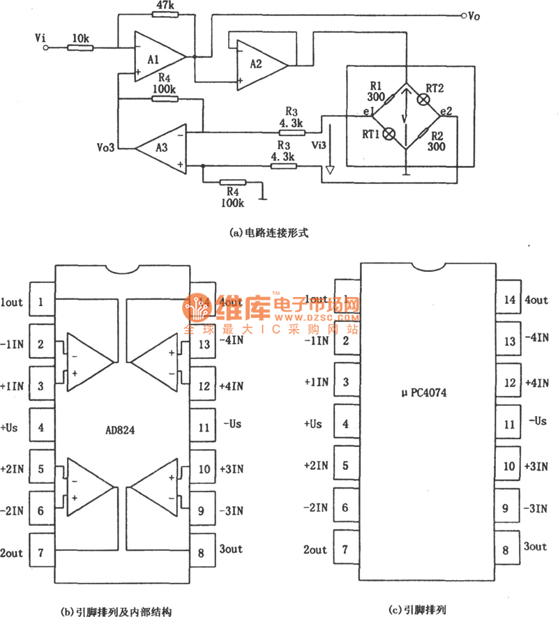 低失真AGC放大器(AD824)电路图