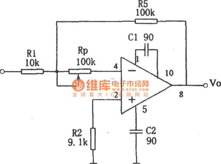 带偏流补偿的宽带放大电路图 