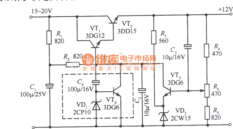 12V软启动稳压电源电路图