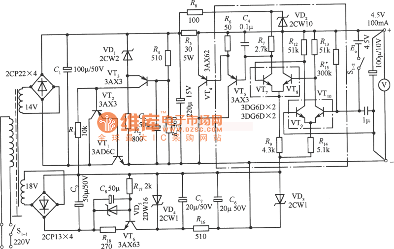 4.5V精密电源电路图