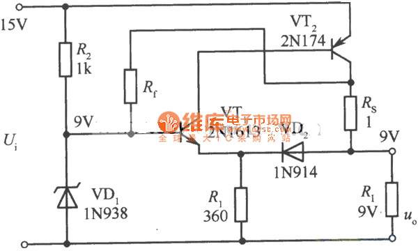6V集电极输出稳压电源电路图