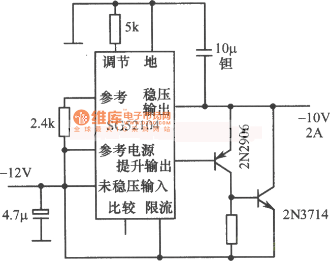 SG52104构成的—10V、2A稳压电源电路图