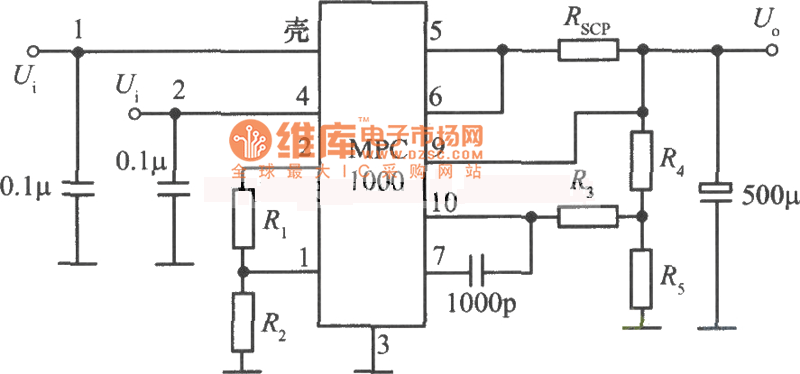 MPC1000构成的2～35V、10A可调稳压电源电路图