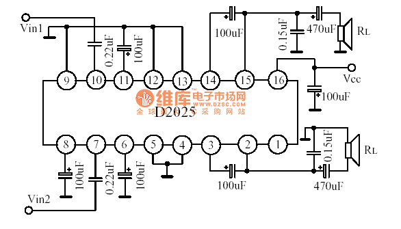D2025双通道音频放大电路图