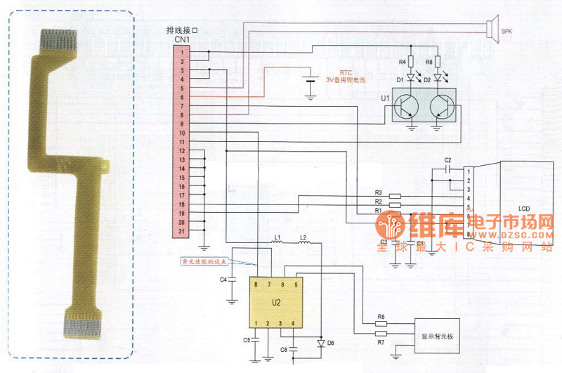 康佳R878型手机排线电路原理图