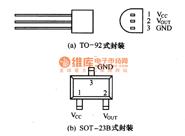TCO2,TCO3型温度传感器的封装形式电路图