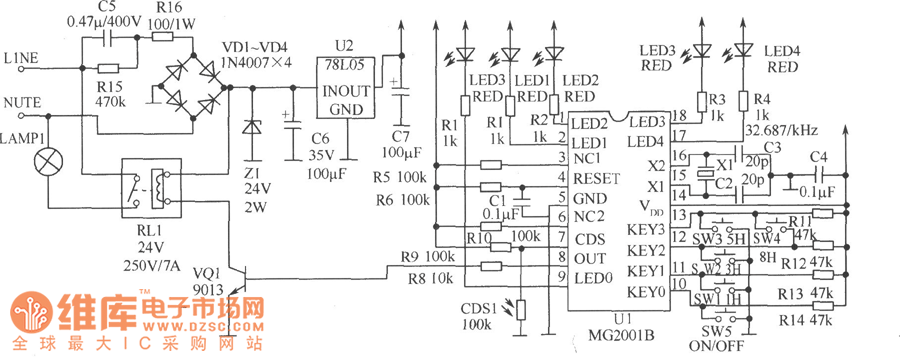 定时节电开关电路图