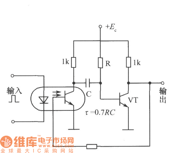 光电耦合器组成的单稳态电路图