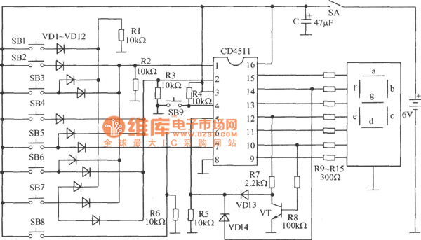 数码显示抢答器电路图