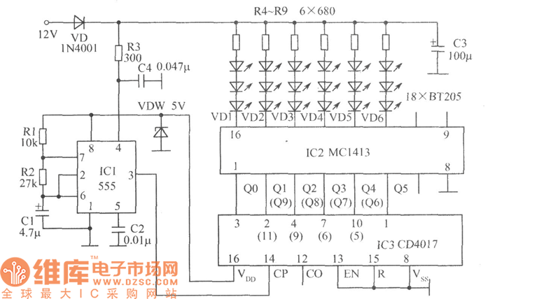 闪烁灯控制电路图