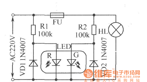 保险丝熔断指示电路图