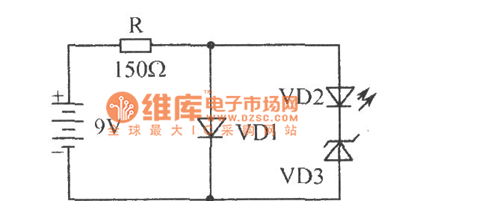 双发光二极管交替闪烁器电路图