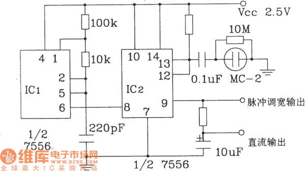 MC-2电容式湿敏元件应用电路图
