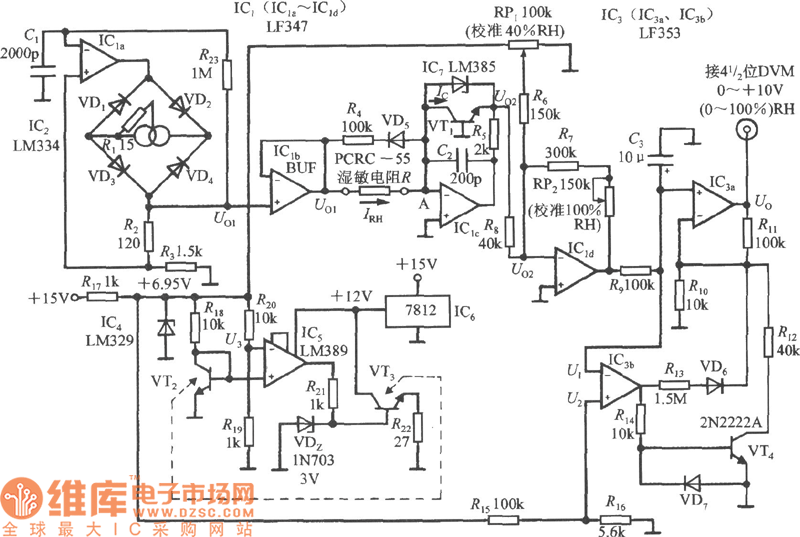 相对湿度测量仪的电路