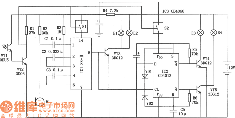公路夜间自动电子路标电路图