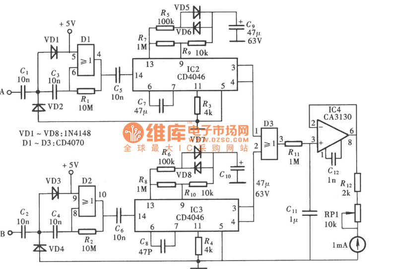 温度-频率变换电路图